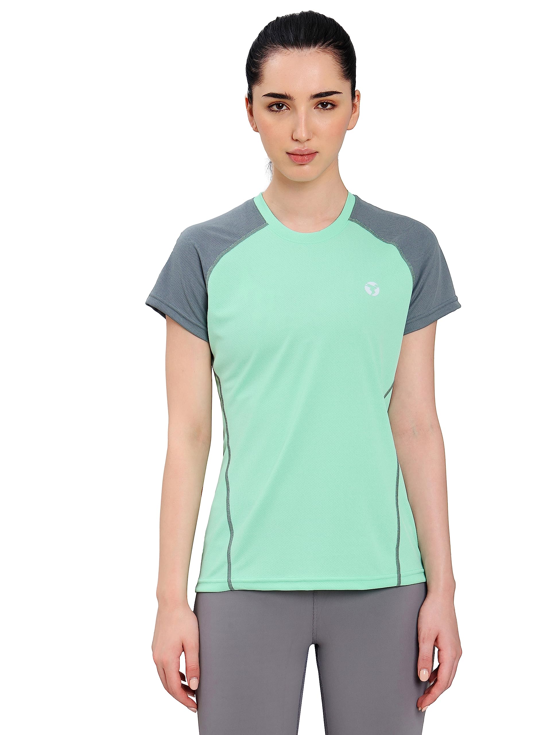 TECHNOSPORTWomens Polyester Quickdry Slimfit Roundneck Halfsleeve T-Shirt Odourfree Breathable UV Protection (WTW114_123P)