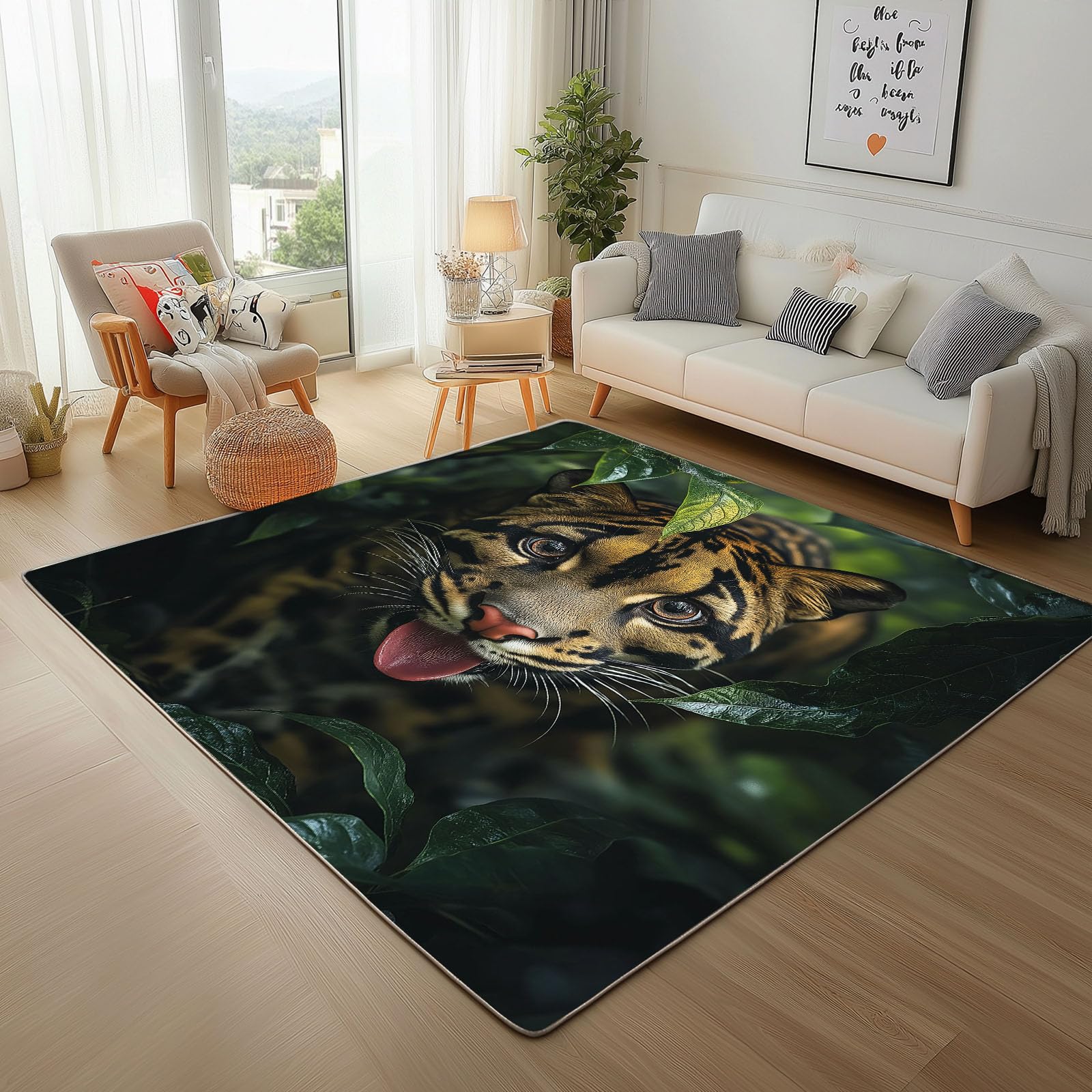Tapis de salon guépard 160x230 lavable en machine et antidérapant