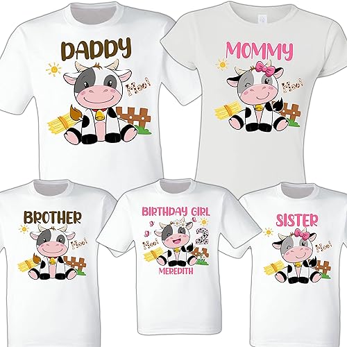 Cow Birthday Girl Shirt, Birthday Girl, Birthday Boy, Matching Cow Family Birthday shirt, Farm Birthday Shirt,Personalized Birthday Shirt