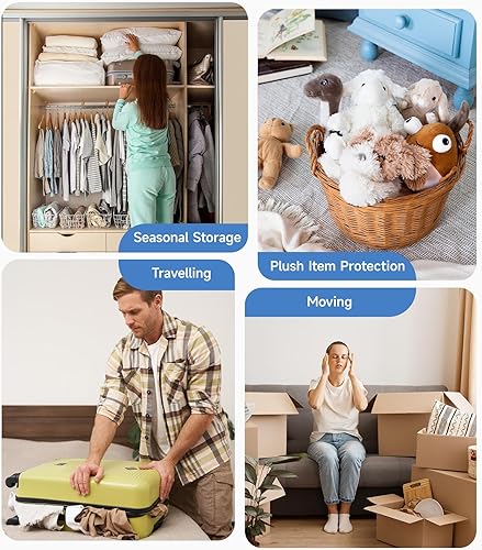 Miniatura 7 de Paquete de 24 bolsas de almacenamiento al vacío, bolsas de sellado al vacío ahorradoras de espacio para ropa, ropa de cama, mantas, edredones,