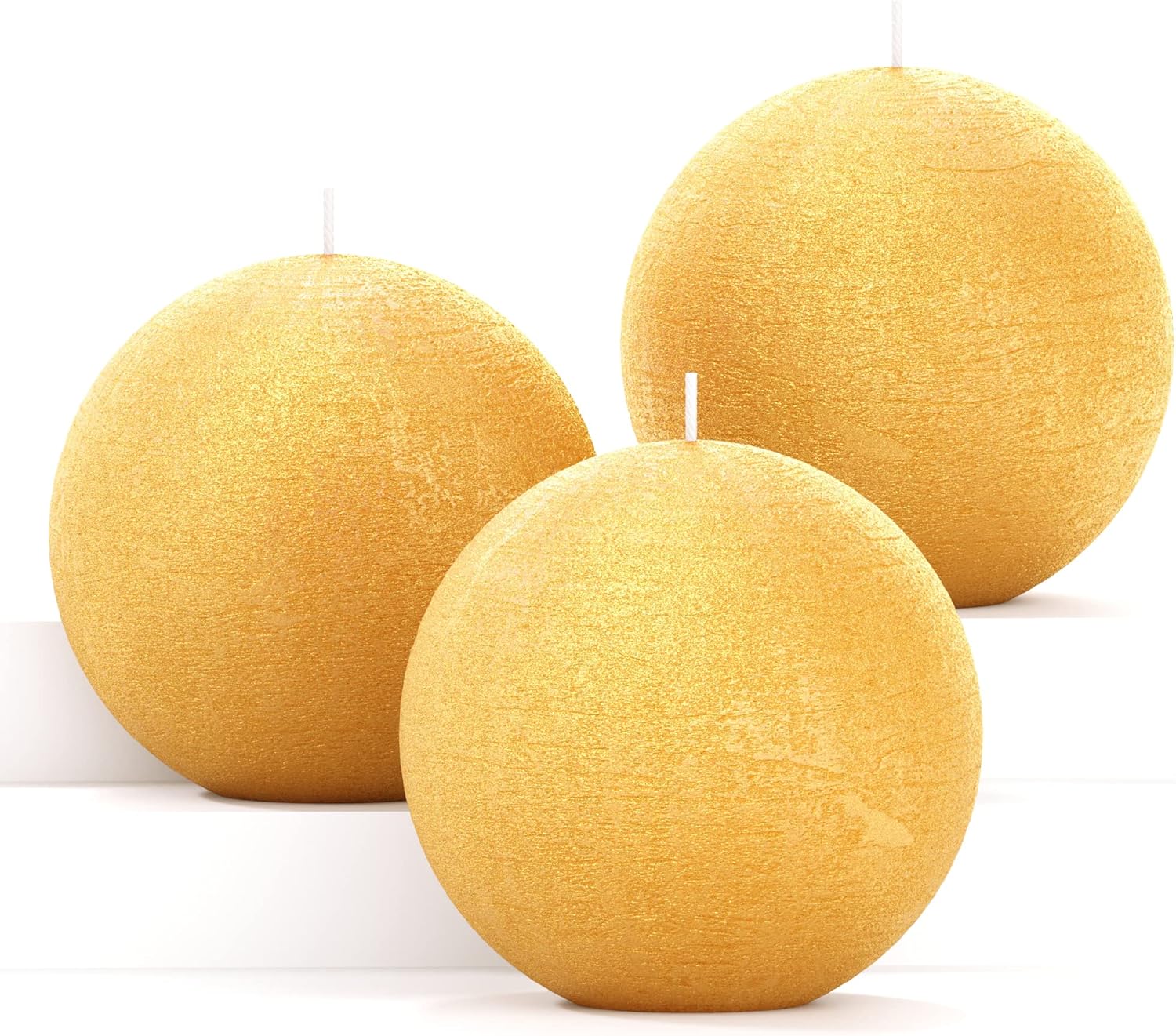 CANDWAX Candle Set of 3 Round Candles Ball 3 Inch Perfect