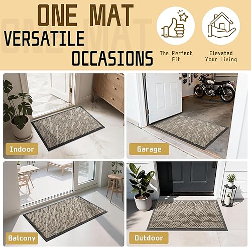 Miniatura 6 de Yimobra - Tapete duradero para puerta delantera, tapete resistente para interiores y exteriores, tapete de goma antideslizante para entrada, fácil