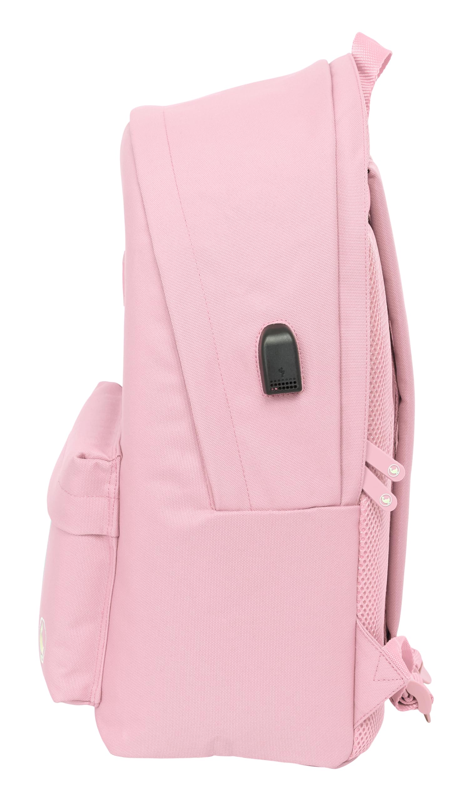 Safta EL GANSO BASICS - Plecak na laptopa 15,6" i USB, idealny dla młodzieży w różnym wieku, tkanina z recyklingu, wygodny i wszechstronny, jakość i wytrzymałość, 31 x 18 x 44 cm, Różowy kolor, M
