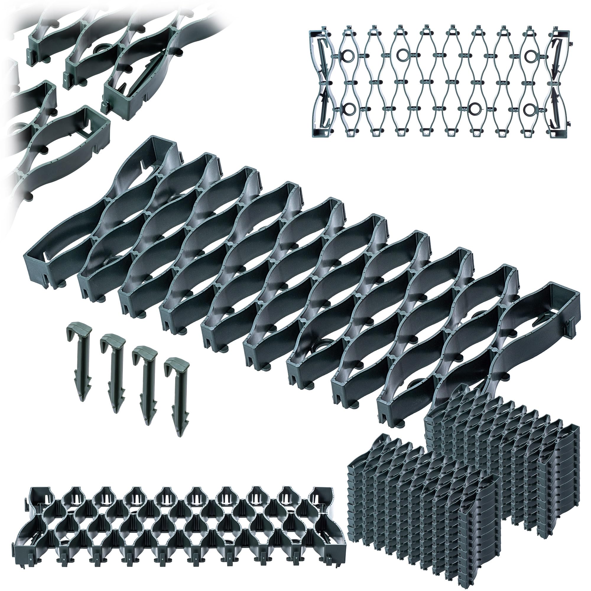 KADAX 20 rejillas de protección de césped para robot cortacésped, 47 x 20 cm, rejilla de césped para proteger contra daños causados por robots cortacésped, placas de plástico (verde)