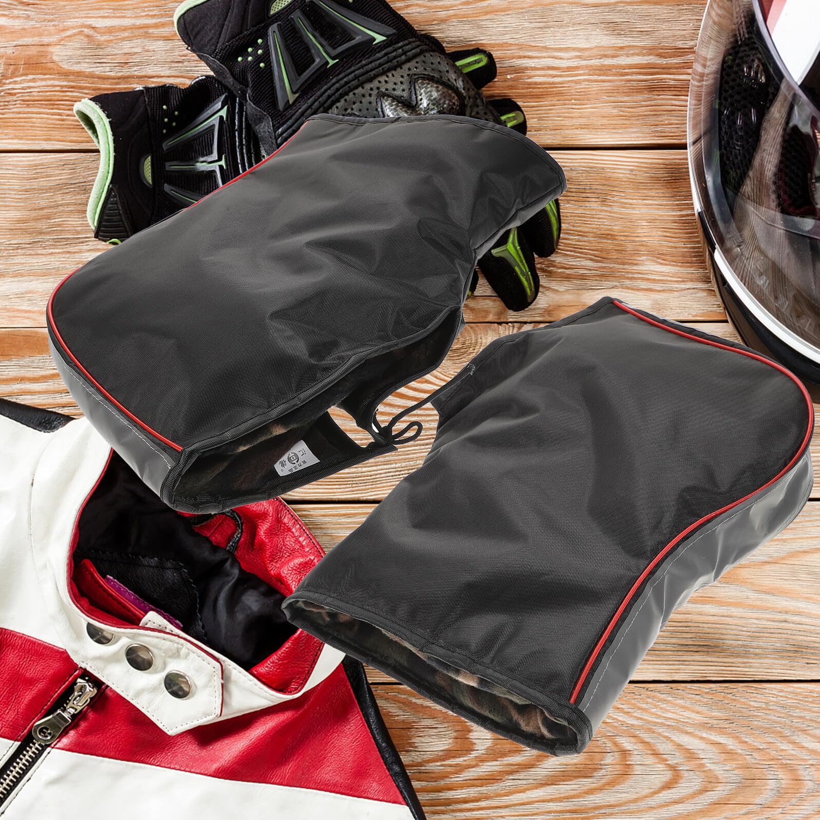 Mikikit Guanti da Moto Invernali Antivento Strisce Riflettenti Guanti da Manubrio Caldi per Motoslitta e Quad Accessori per Motociclette Adatti a Guida All’Aperto e Freddo Intenso