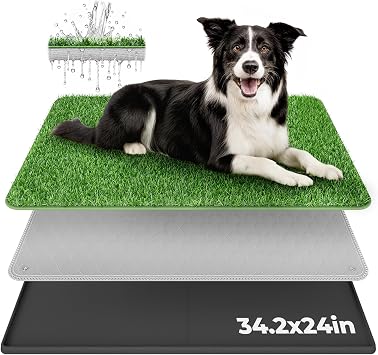 BurgeonNest Dog Grass Pad with Tray 34.2x24, 3-Layer System with EVA Tray