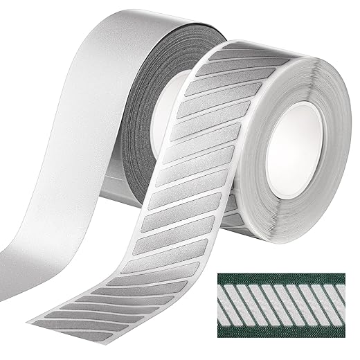 2 Pcs 1 Inch x 10 Yard High Visibility Reflective Heat Transfer Vinyl Tape Silver Iron on Fabric Clothing Tape Safety Heat Transfer Film Tape for Shirts, 2 Styles