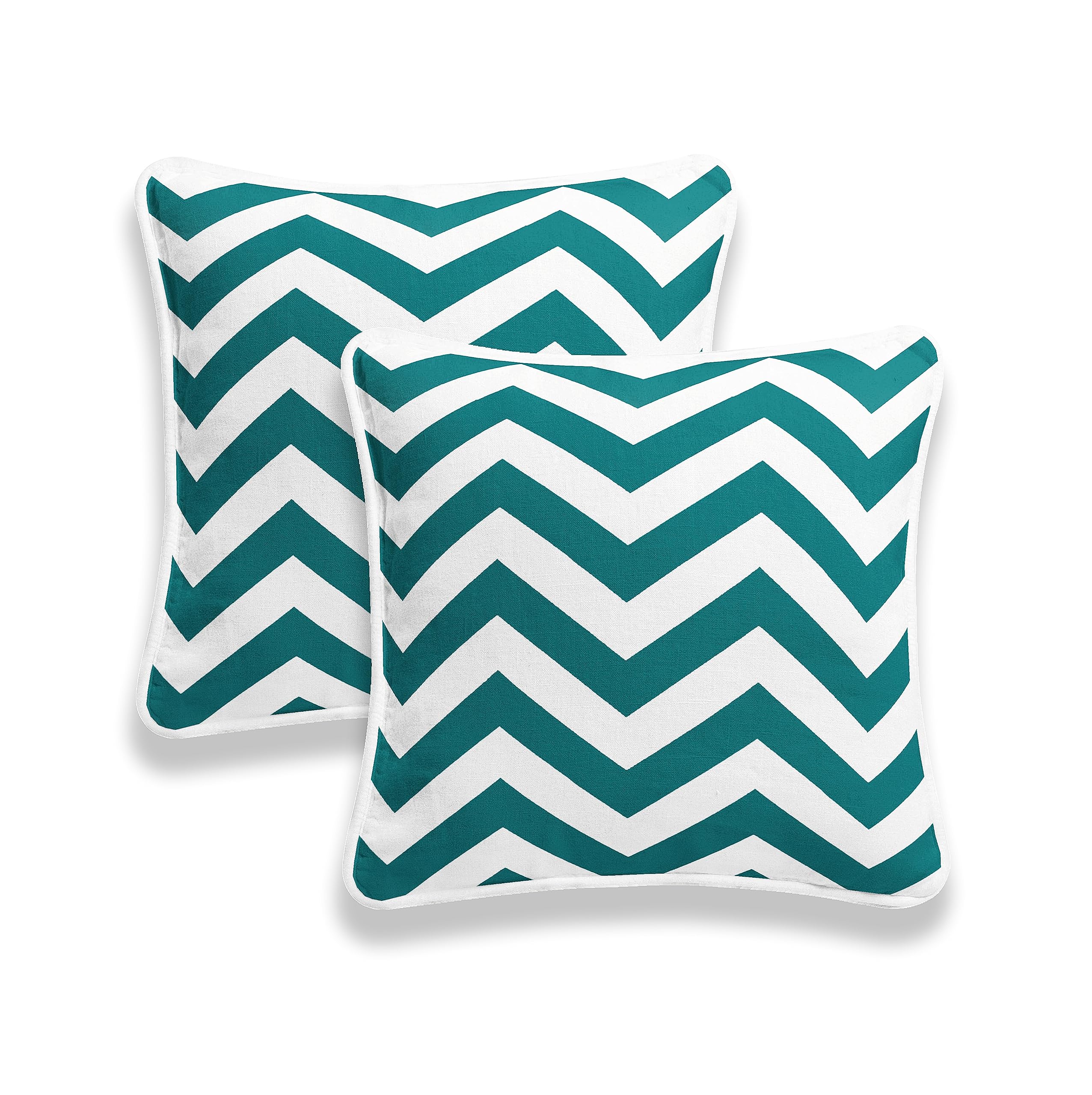 Arlinens Chevron Teal Zigzag Style Chevon Cushion Cover In 100% Cotton And Size 18X18 Or 45X45 Cm Available In 5 Vibrant Colour (, Pack Of 2)