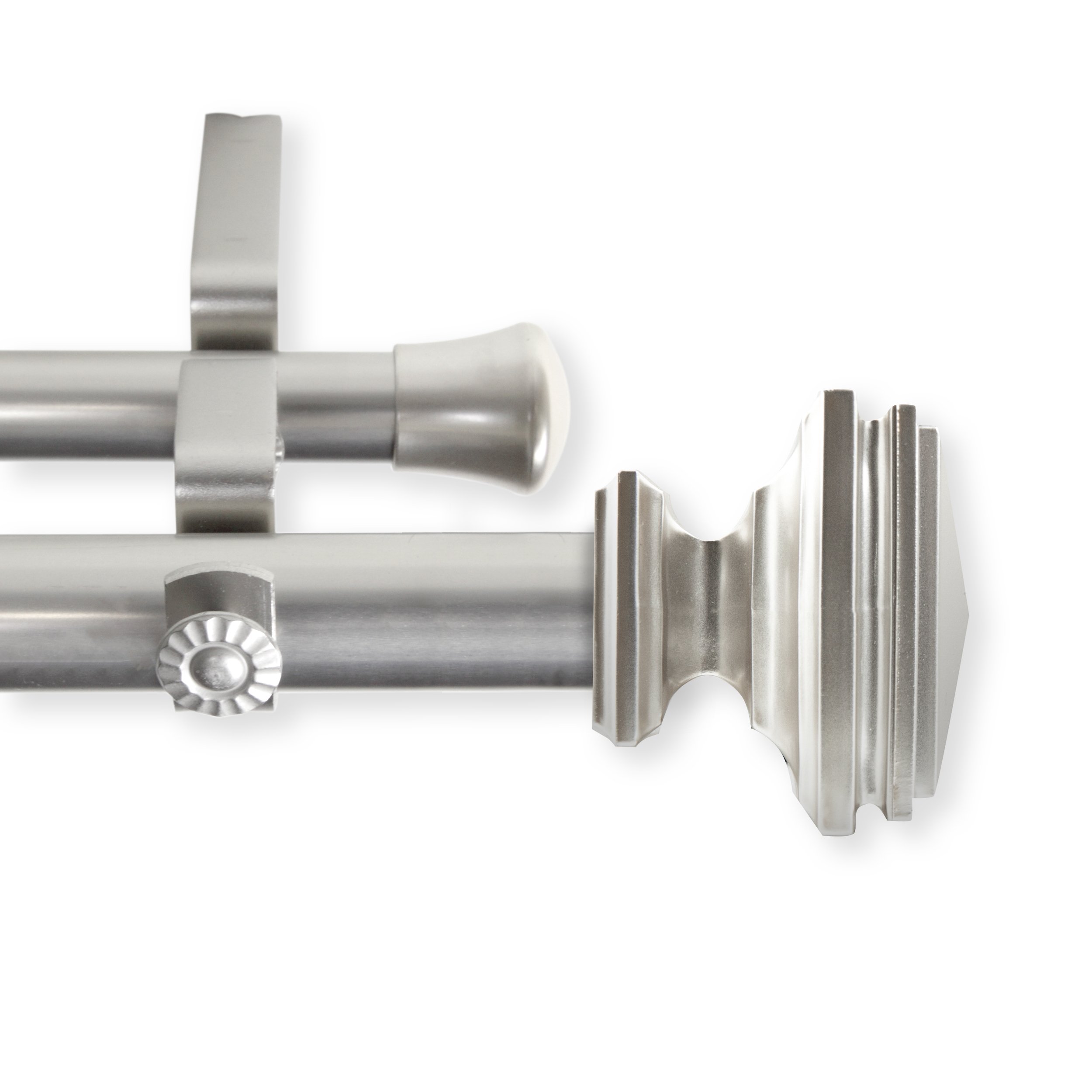 Rod Desyne 100-36-485-D Bedpost 1" OD 48-84 inch-Satin Nickel Double Curtain Rod Set, 48-84"