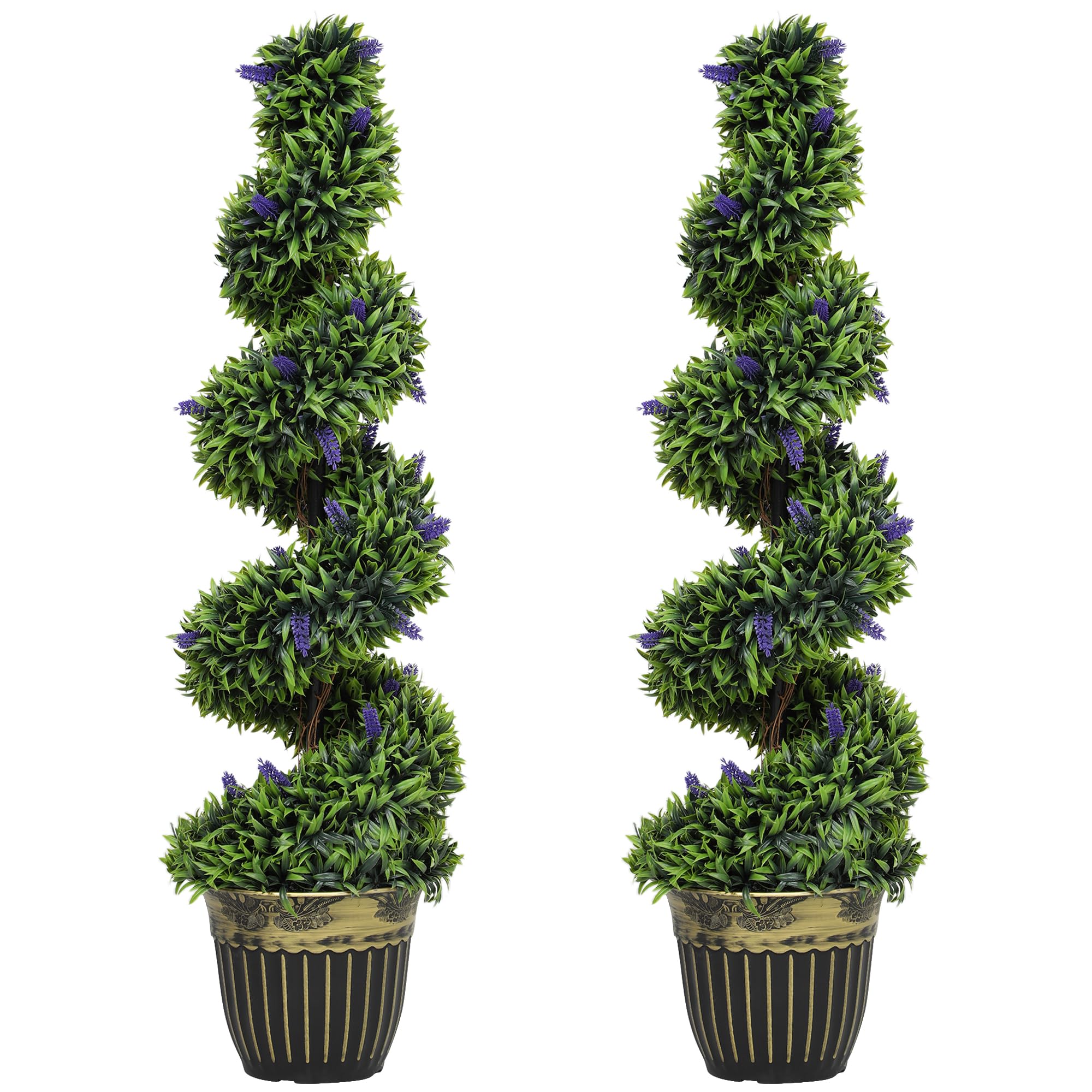 HOMCOM Set of 2 Decorative Artificial Plants with Lavender & Pot, 115cm in Blue
