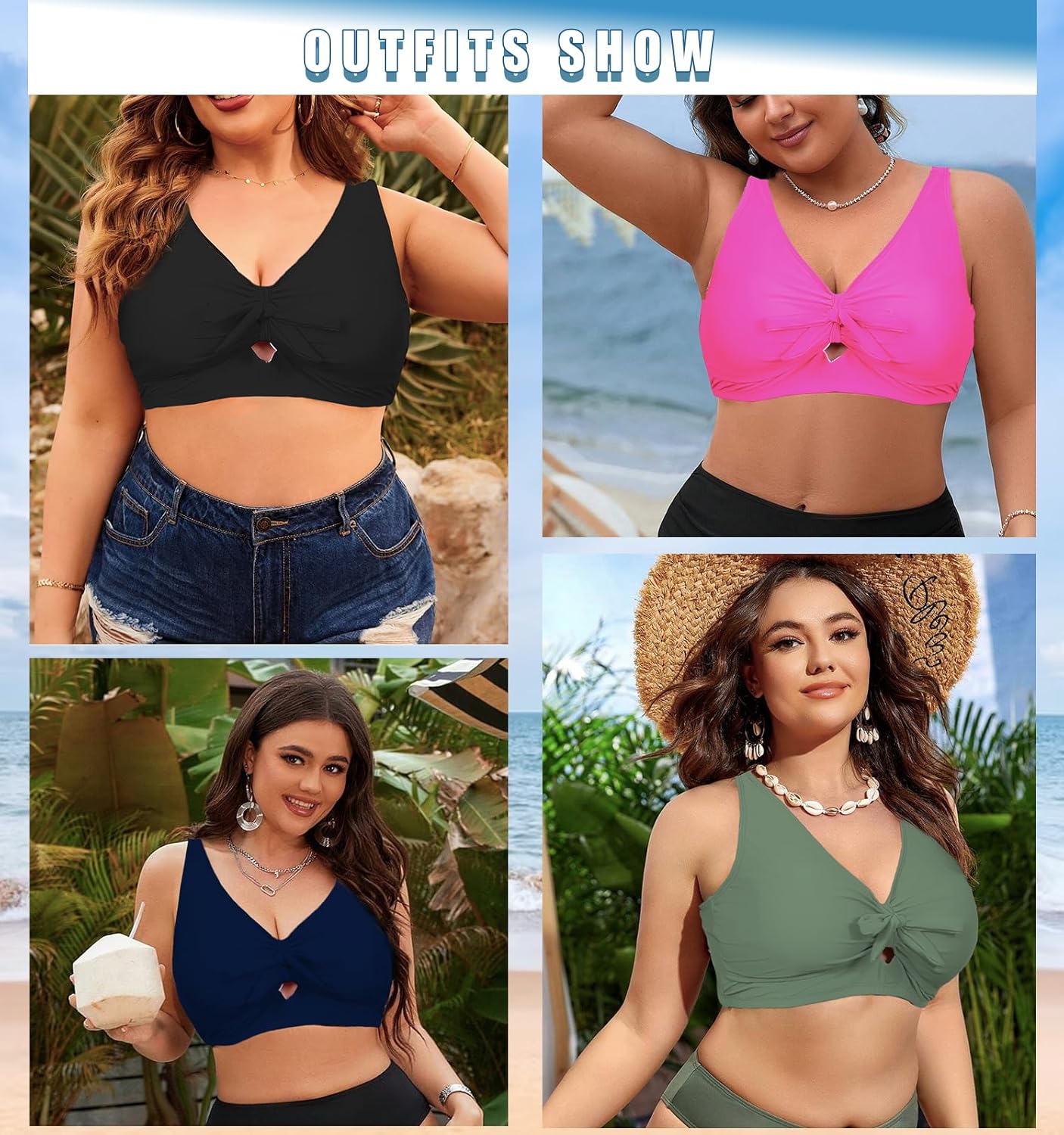 Women Plus Size Bikini Top Push Up Knot Front Bikini Top Only Bathing Suit Tops for Women Large Bust Full Coverage 2025 - Image 4