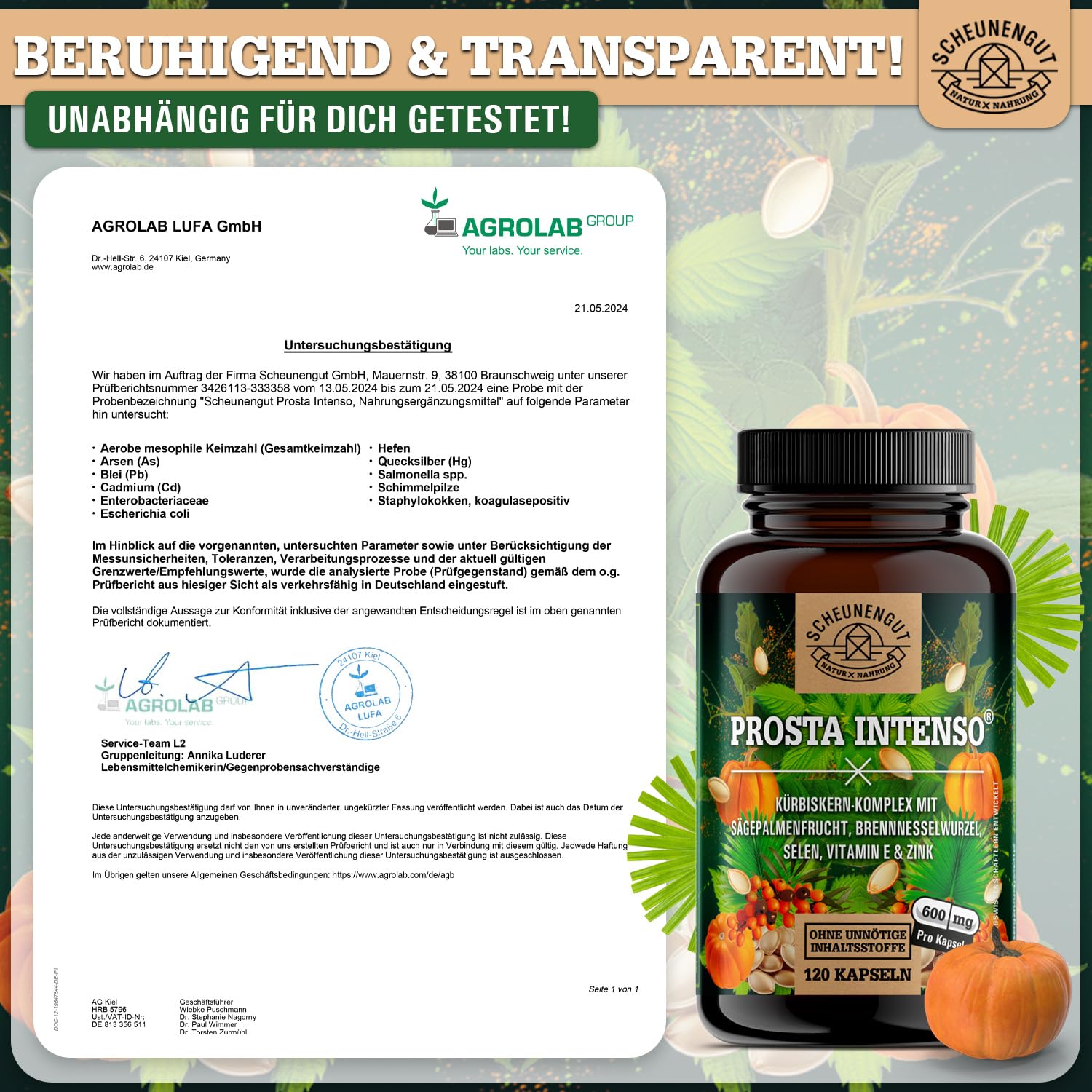 PROSTA INTENSO® Prostata Kapseln -WICHTIG: Markenkomplex mit Sägepalmenextrakt, Brennnesselwurzel, Kürbiskern, Zink, Selen DE SCHEUNENGUT®