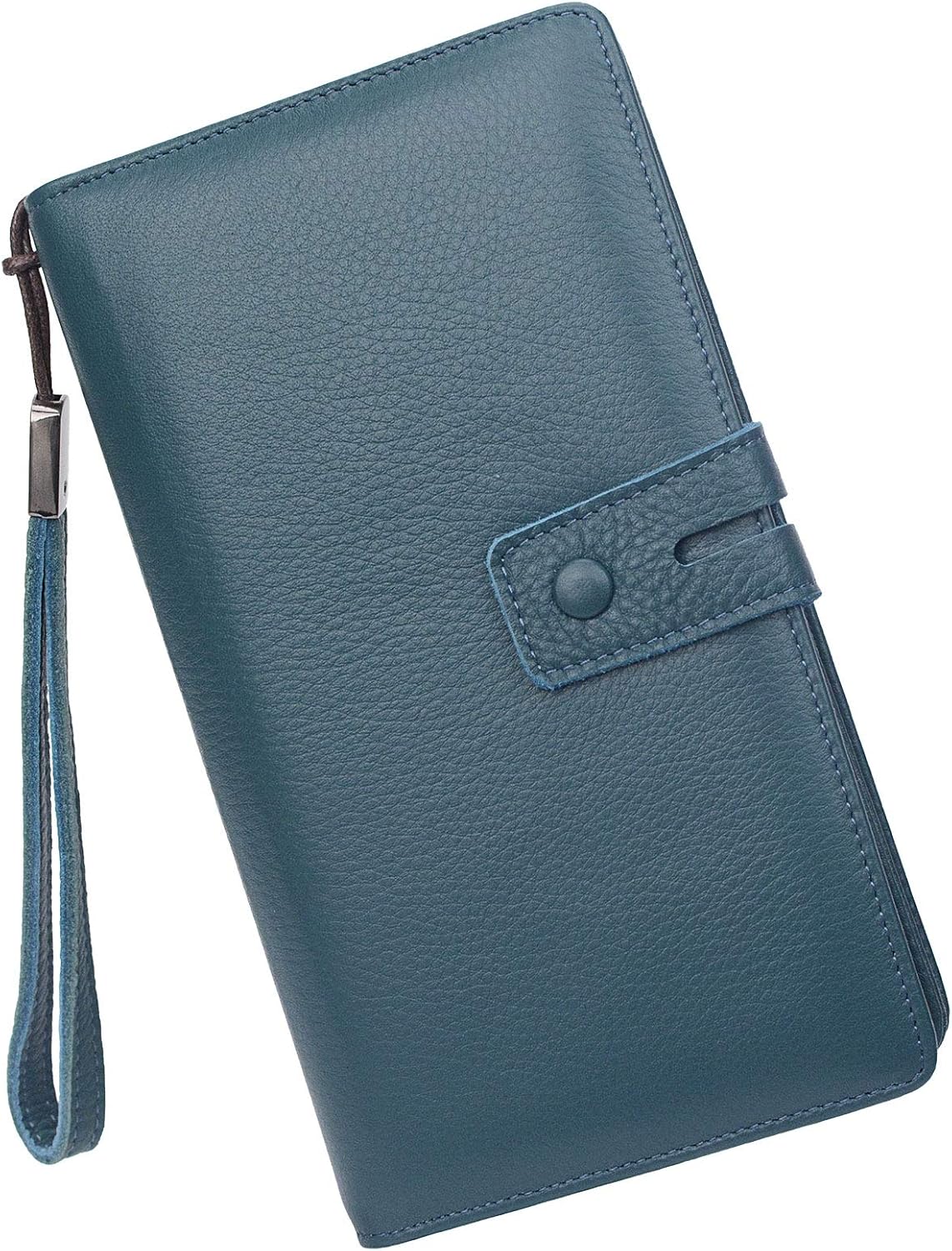 Women’s Big Fat RFID Blocking Leather Wristlets Wallet Organizer Checkbook Holder (Blue) Women’s Big Fat RFID Blocking Leather Wristlets Wallet Organizer Checkbook Holder (Blue)
