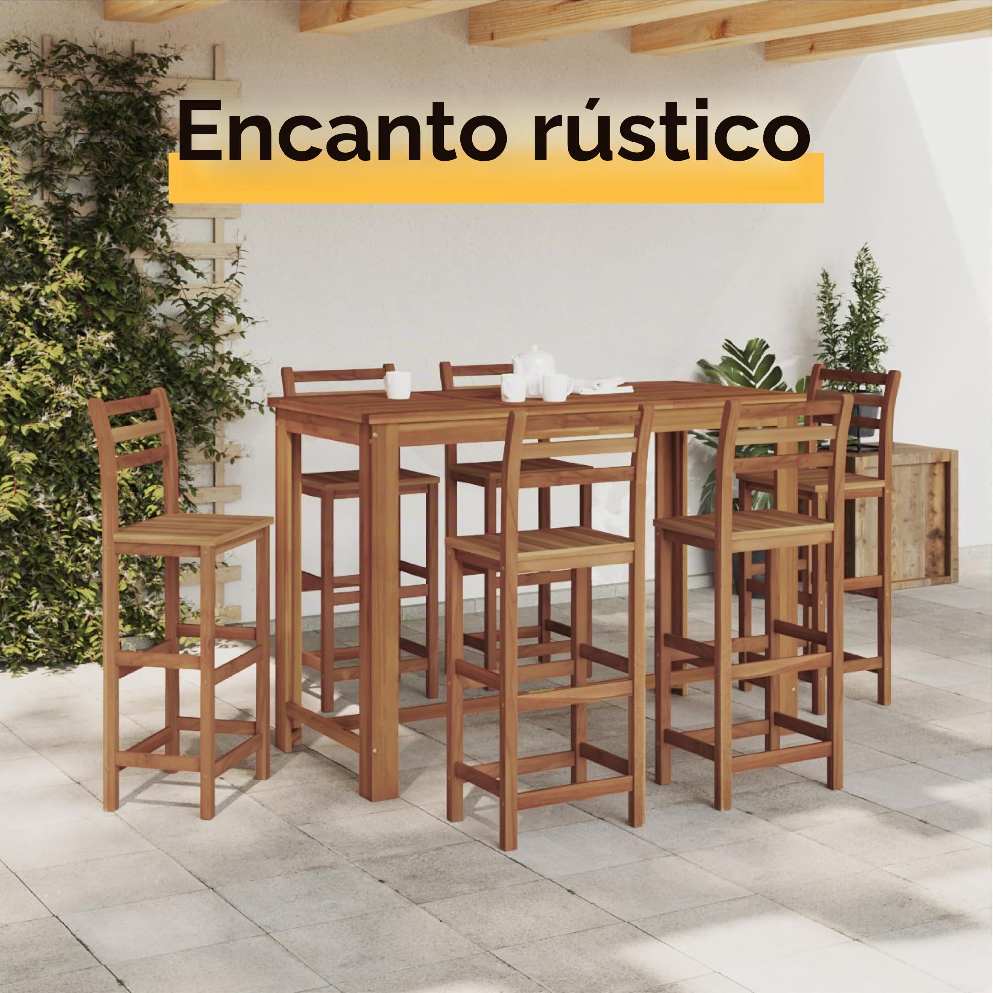 vidaXL Mesa de Bar de Madera Maciza de Acacia 150x70x105 cm
