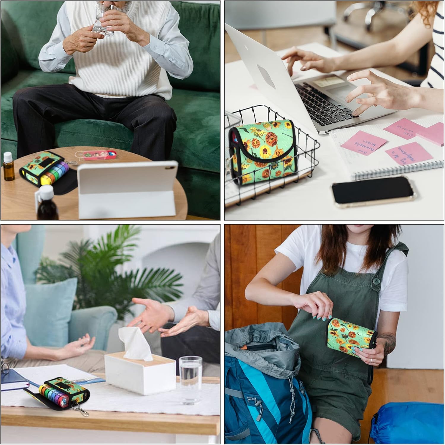 AATACAS Pill Organizer Case, Weekly Travel Pill Case Medication Reminder Daily AM PM, Day Night 7 Compartments, for 4 Times A Day, 7 Days a Week - Includes Neoprene Carrying Case with a Removable Hook : Health & Household