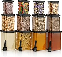 KWER Plastic 1400Ml Airtight Containers Set For Kitchen Storage And Containers Box For Pantry Organization And Container For Kitchen Storage, Set of 12 - (350ml+650ml+950ml) 4 pcs each with spoon