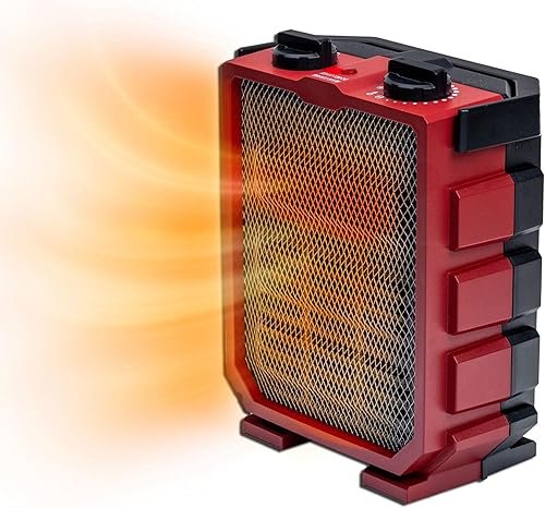 Miniatura 1 de Comfort Zone Calentador eléctrico portátil de 1,500 W con ventilador, termostato ajustable, 2 ajustes de calor + modo de ventilador, asa de