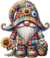 HlisonDirect Gnome Wooden Jigsaw Puzzle for Adults - 200pcs Unique Shapes, 5mm Thick Basswood, FSC Certified, Exquisite Box