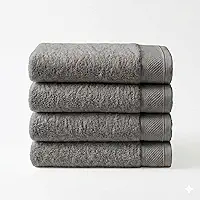 Kit 4 Toalhas De Rosto 100% Algodão 500 G/m2 Macia (Cinza)