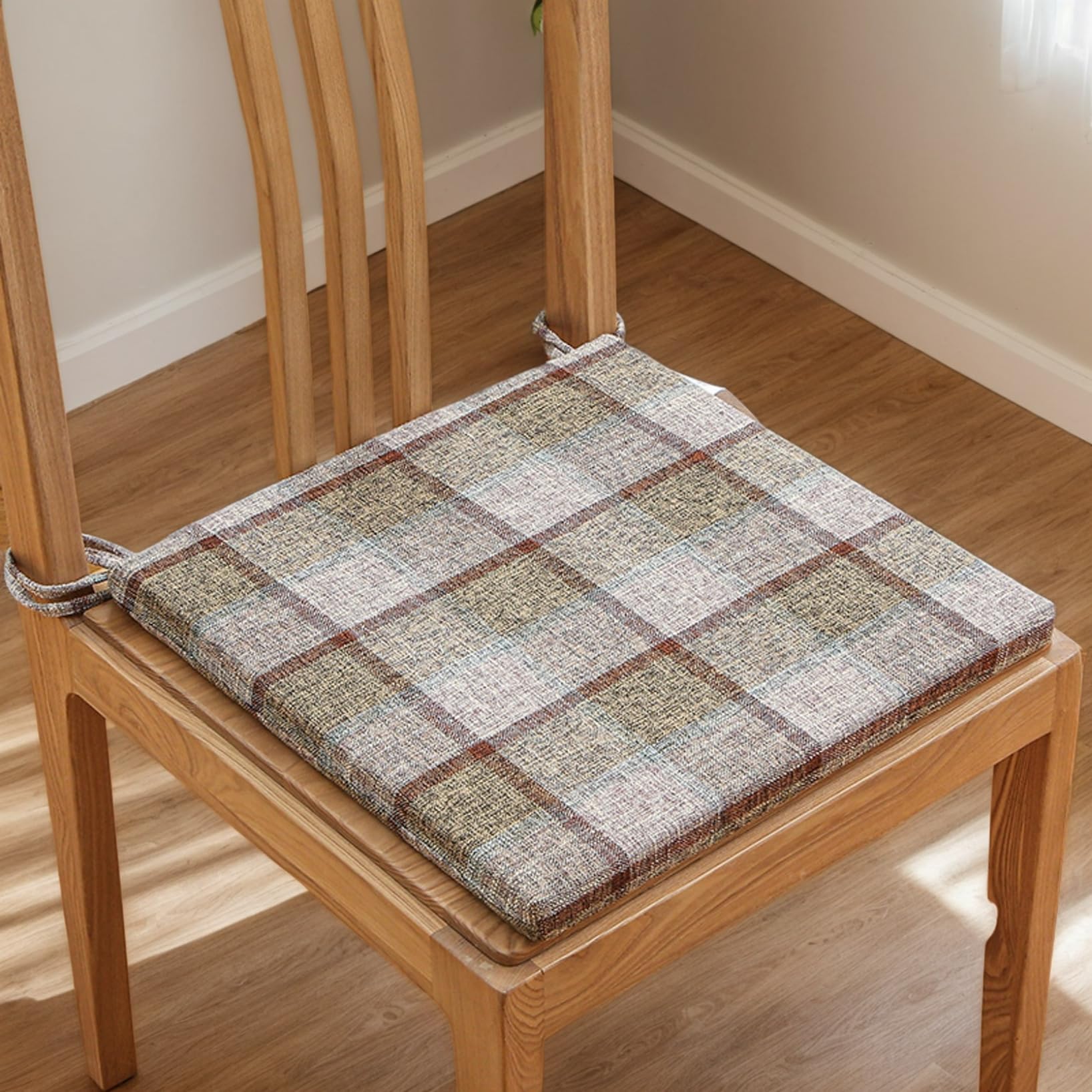 Cojines para Silla De Comedor De 35 X 35 Cm Poliéster Cuadrado Cuadros Cojines Cómodos para Silla De Cocina Cojín De Asiento Antideslizante Extraíble Decoración Jardín,R,6 Count(Pack of 1)