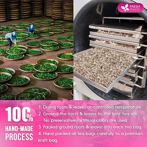 Miniatura 7 de FreshDrinkUS, 75 bolsas de té de raíz y hojas de malvavisco, 100% natural y puro. Té de hierbas de malvavisco de hojas sueltas. Fabricado con bolsas
