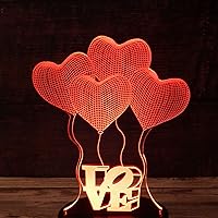 Vista 5 de Globo de amor romántico 3D acrílico para base de lámpara LED (solo acrílico. Base LED se vende por separado)