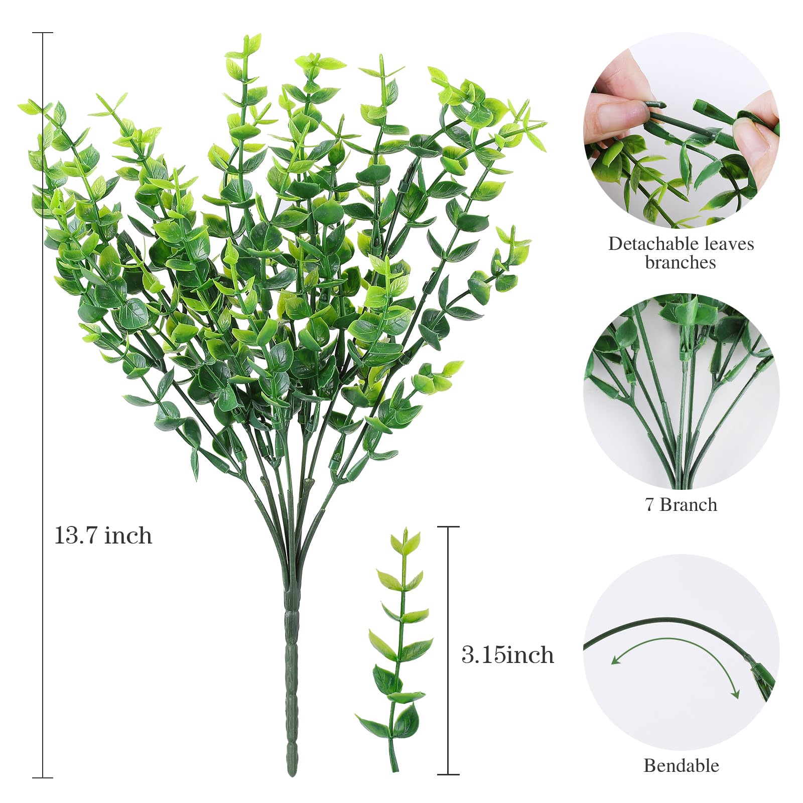 AGIRL 24 Bundles Fake Plants Greenery Stems,Artificial Plants for Outdoor,No Fade Faux Plastic Plants for Hanging Indoor,St Patricks Day Decoration Garden Porch Window Box Home Wedding Farmhouse