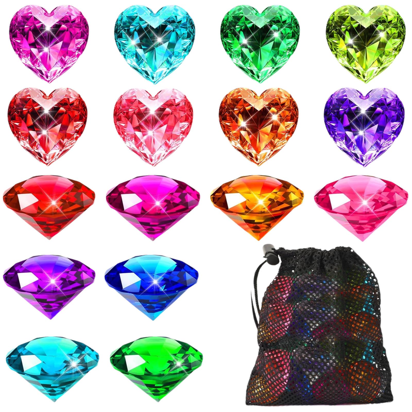 Set De 60 Gemas De Buceo Con Formas De Animales Marinos – Tesoro De Perlas Y Piedras Preciosas Subacuáticas, Brillan En La Oscuridad, Ideales Para Piscina, Playa Y Decoración