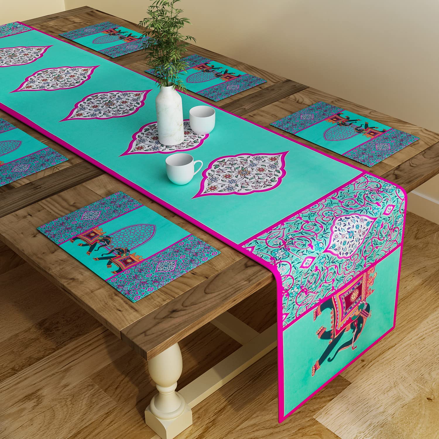 SEJ by Nisha Gupta Dining Table Runner 6 Seater | Dining Table Runner with Mats | Table Runner for Dining/Center Table Suitable 6 Seater | Table Runner for Dining Table with Placemat (12x78 Inches) (B0BTDSBBZP) Amazon Price History, Amazon Price Tracker