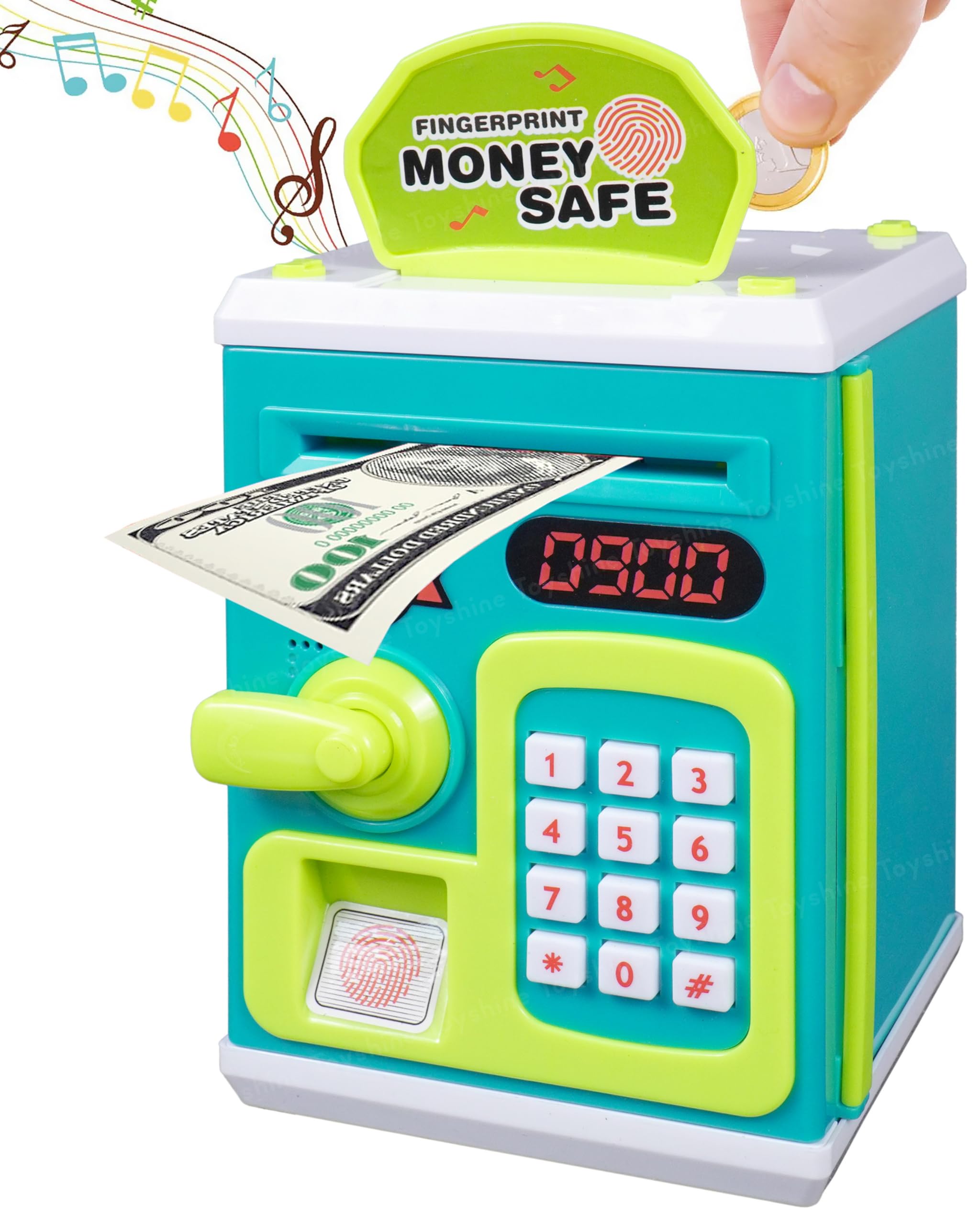 Toyshine Money Safe Kids with Finger Print Sensor Piggy Savings Bank with Electronic Lock, Light Green (B083ZXWHZJ) Amazon Price History, Amazon Price Tracker