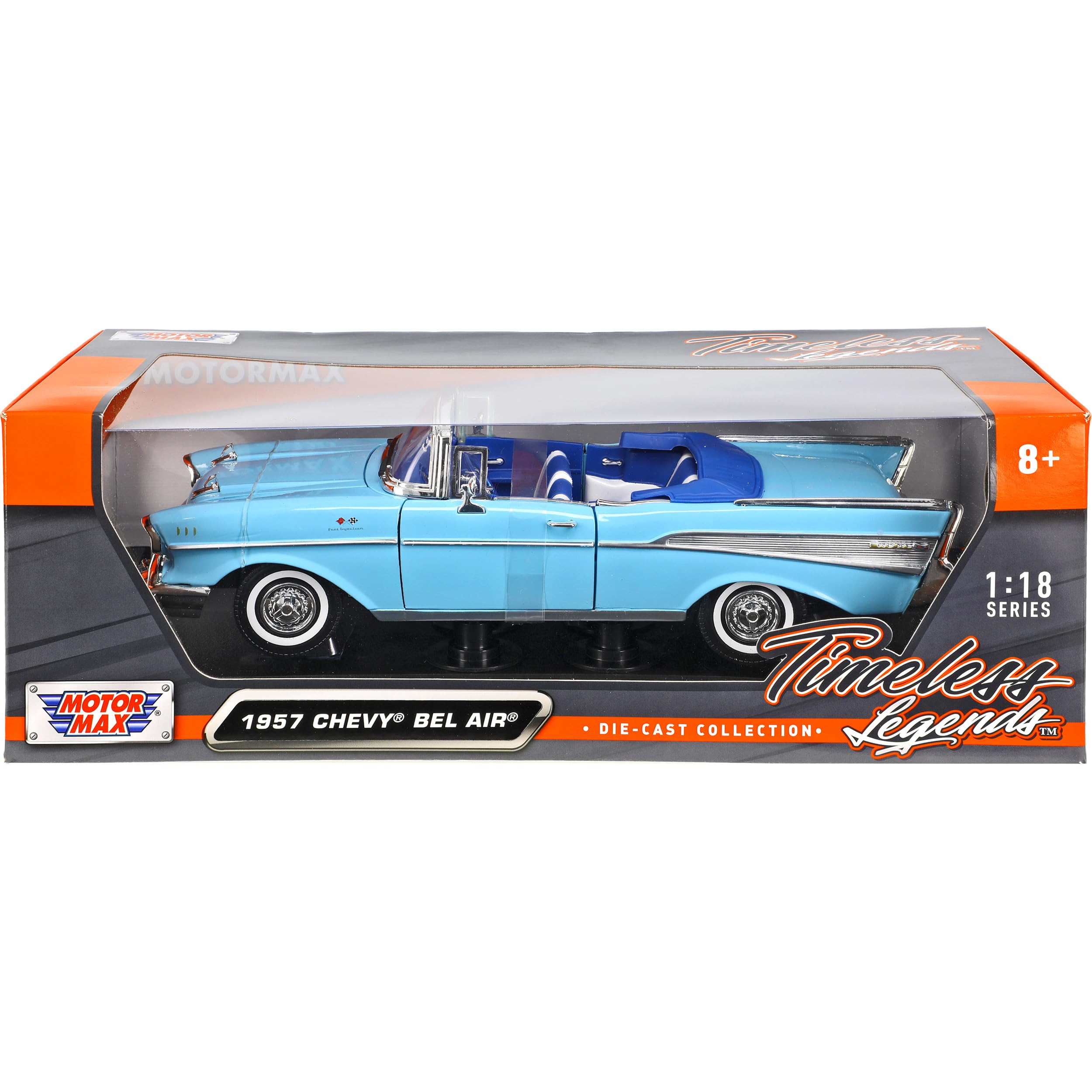Motormax Chevrolet Chevy Bel Air 1957 Cabrio Blau Oldtimer 1/18 Modellauto Modell Auto