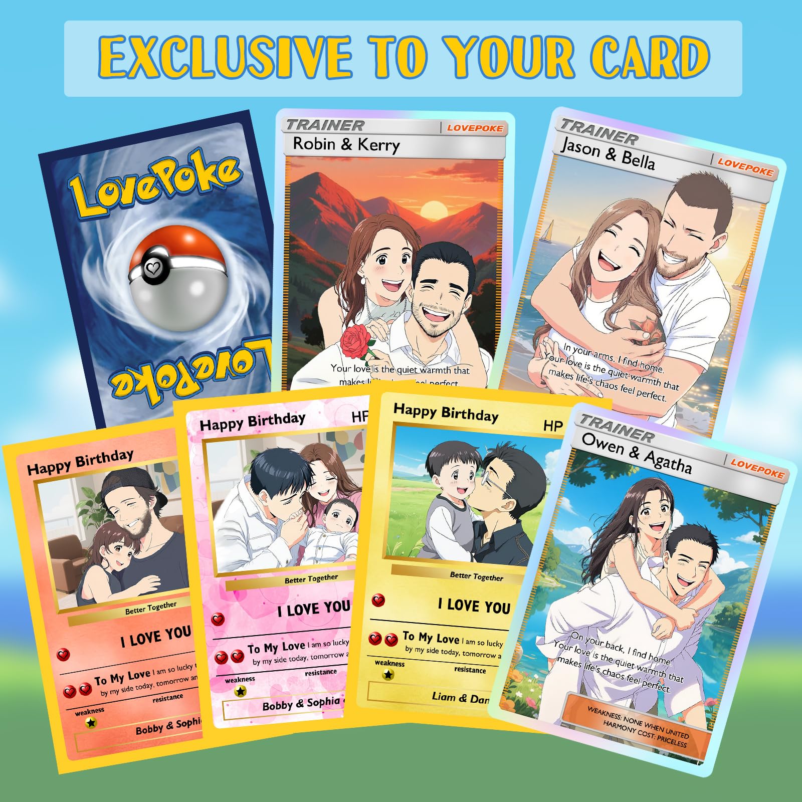 Biglietto Di Auguri Personalizzato In Stile Cartone Animato Per Coppia - Foto 4