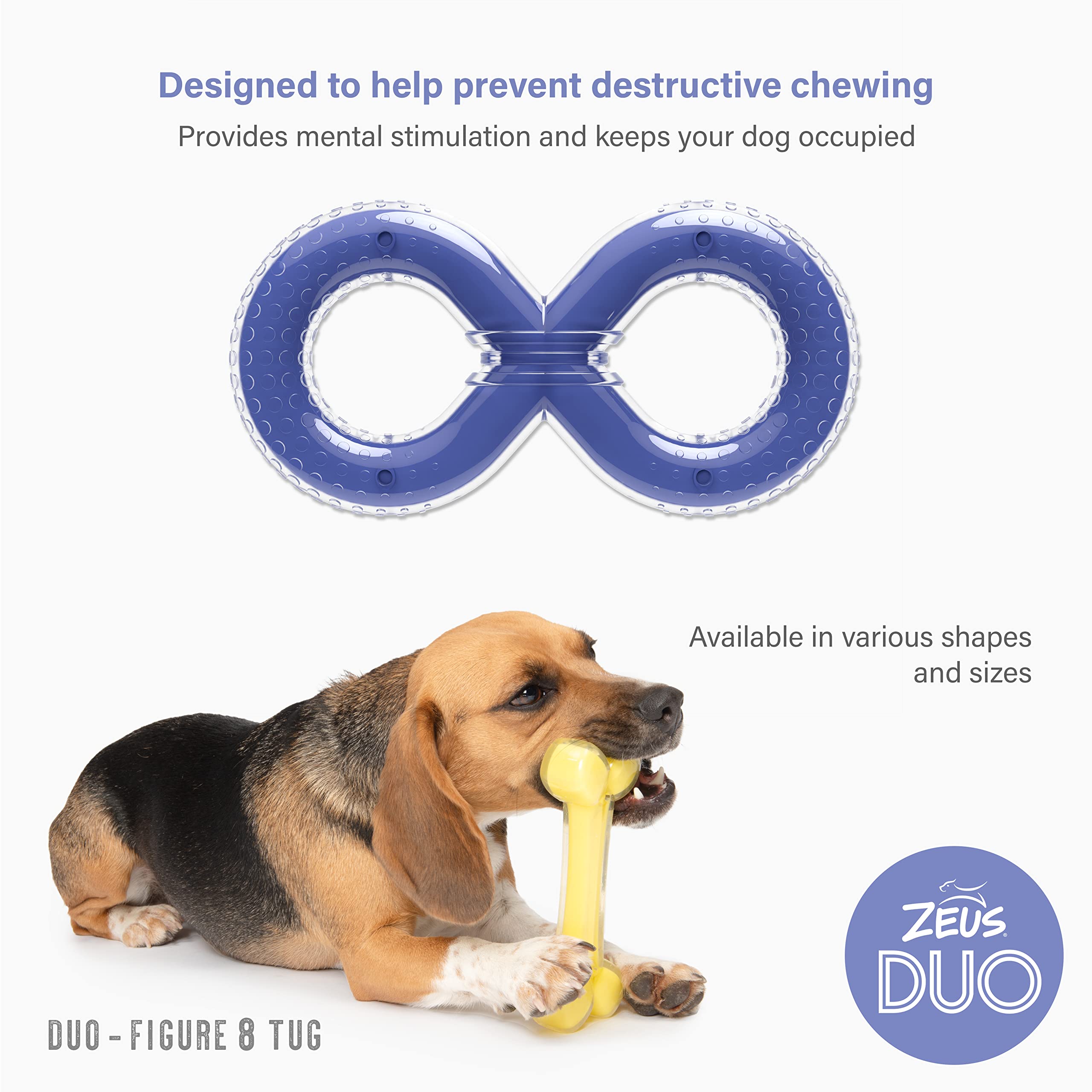 Zeus Duo Figure-8 Tug, 20cm (8in), Purpl, Purple - Image 4