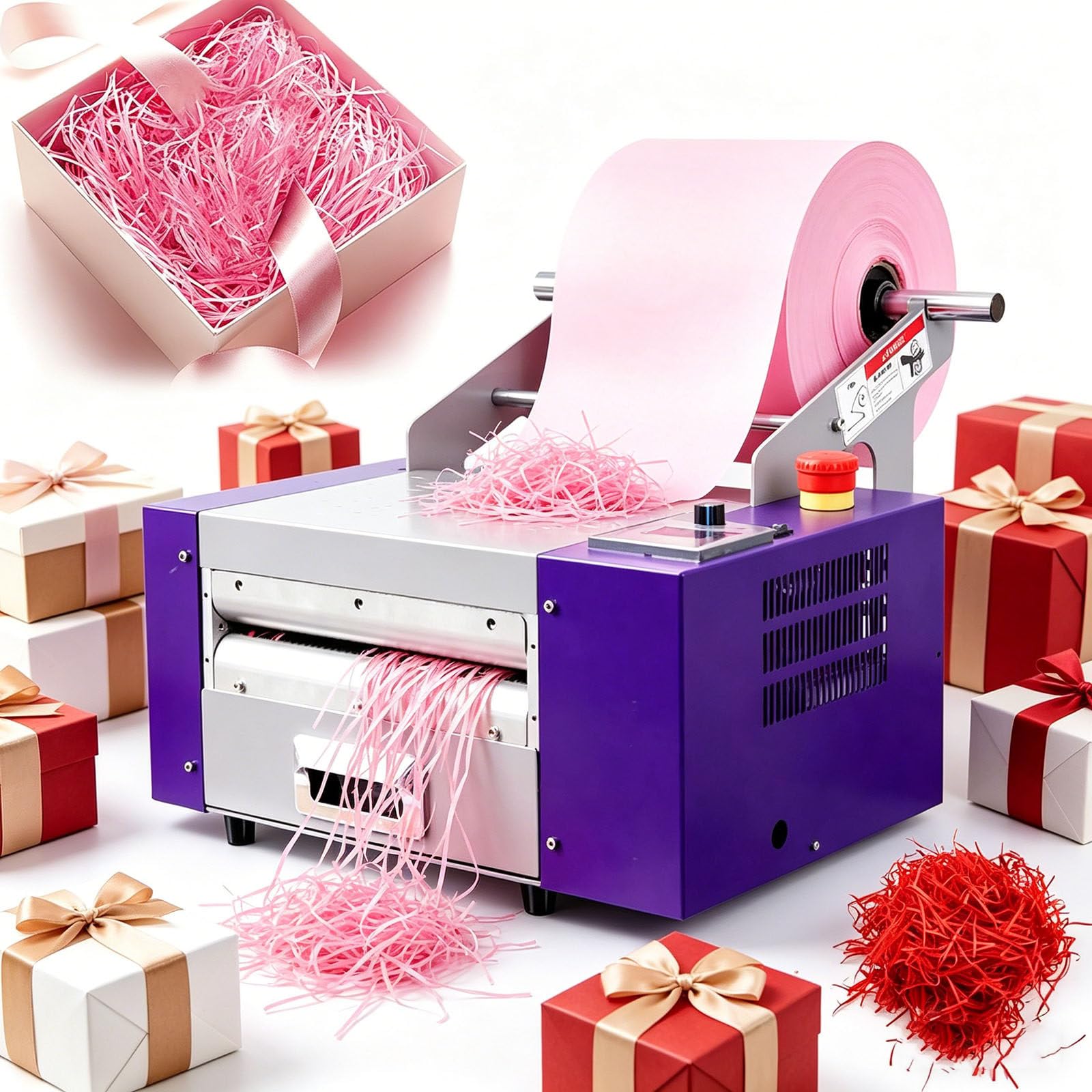 XNXYSMKJ Electric Raffia Zigzag Paper Shredder, Electric Paper Shredder - for Gifts Wrapping,automatic Crinkle Cut Shredding Machine,Max Materials Width 200mm