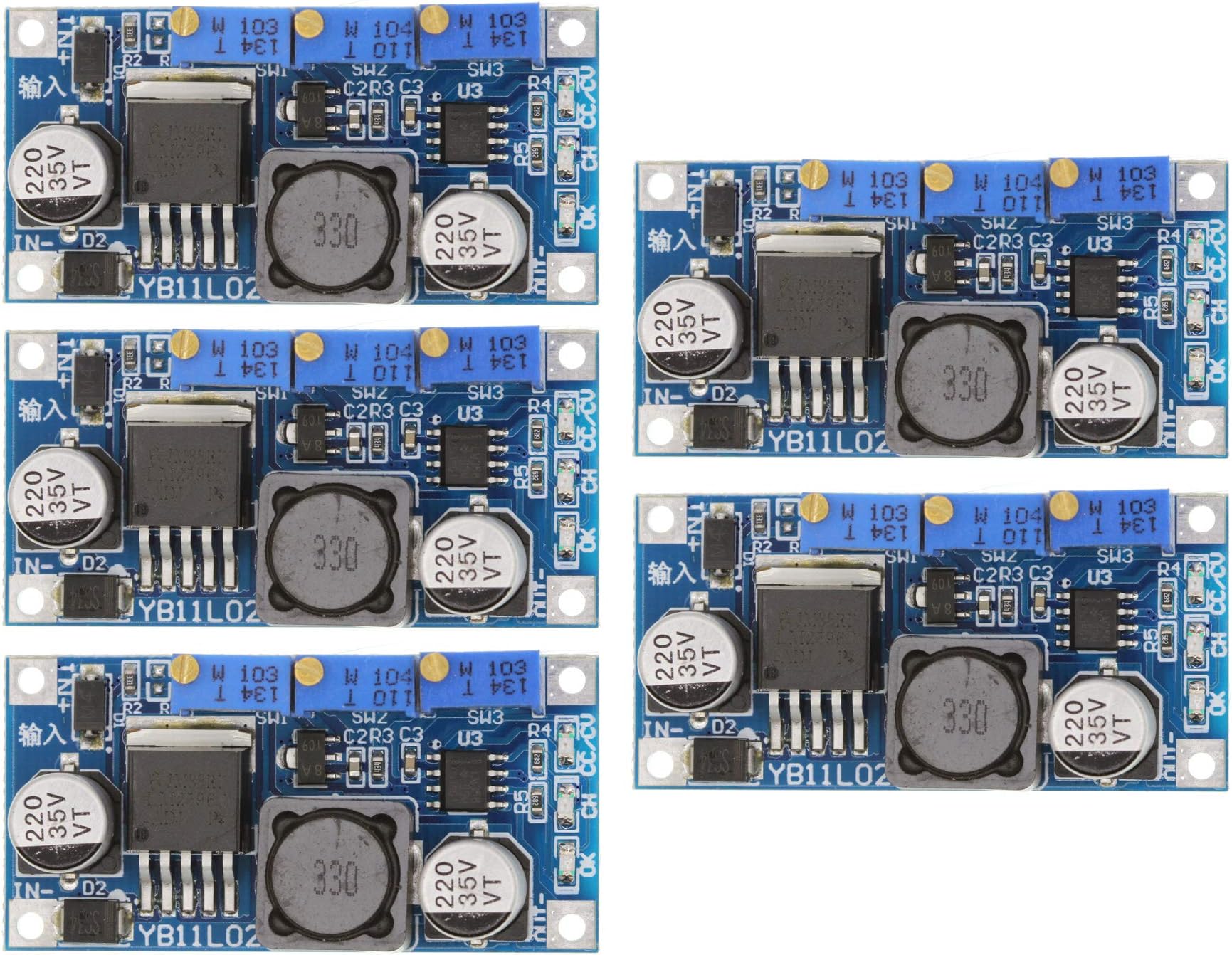 5 Pack LM2596 LED Constant Current & Constant Voltage Driver Power Supply Module