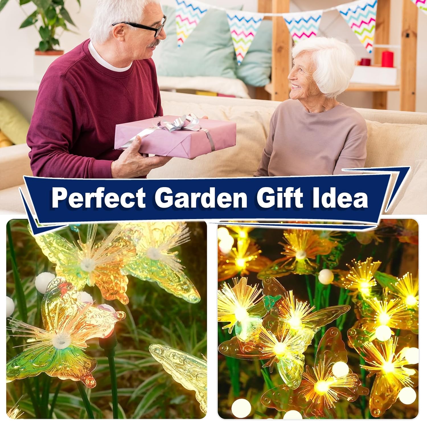TONULAX Solar Firefly&Butterfly Garden Lights - Outdoor Light for Yard Decoration, Larger Solar Panel, Waterproof LED Garden Lights for Pathway&Holiday Decor (4pack)