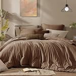 Monbix Queen Set de confort - 7 Pièces Cationic Teeing Olive Green Bed dans un sac Ensembles de lit Queen avec consolateur, Draps, Oreillers & Ensembles de consolateurs de lit réversibles pour shams