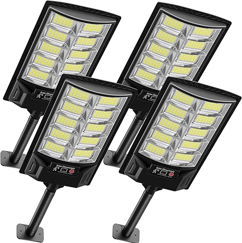 Luces solares para exteriores, luz LED impermeable IP66 con sensor de movimiento y control remoto, 6000K, iluminación solar de seguridad del
