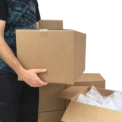 Miniatura 6 de Uboxes Cajas móviles medianas, paquete de 10, caja de cartón corrugado de 18 x 14 x 12 pulgadas para envío, almacenamiento y mudanza, cajas marrones