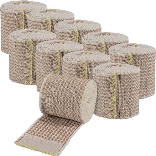 Vakly Vendaje elástico con cierre automático paquete de 10 rollo de compresión atlético cómodo de 2 pulgadas, 5 yardas estiradas para envolver