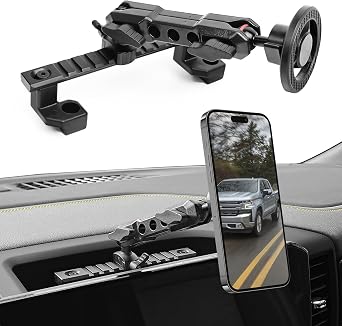 sukemichi Phone Mount for 2022 2023 2024 2025 2026 Chevrolet Silverado 1500/GMC Sierra 1500 2500 3500 HD Accessories,Dash Platform Phone Mount Magsafe Fit 13.4" Screen, Cell Phone Holder for NATO Rail