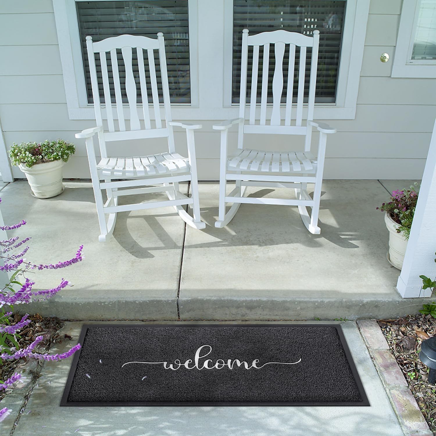AAZZKANG Large Welcome Mat 48"x18" Non Slip Outdoor Door Mat Ultra Absorb Mud Easy to Clean Indoor Doormat for Front Door,Entrance,High Traffic Areas Black