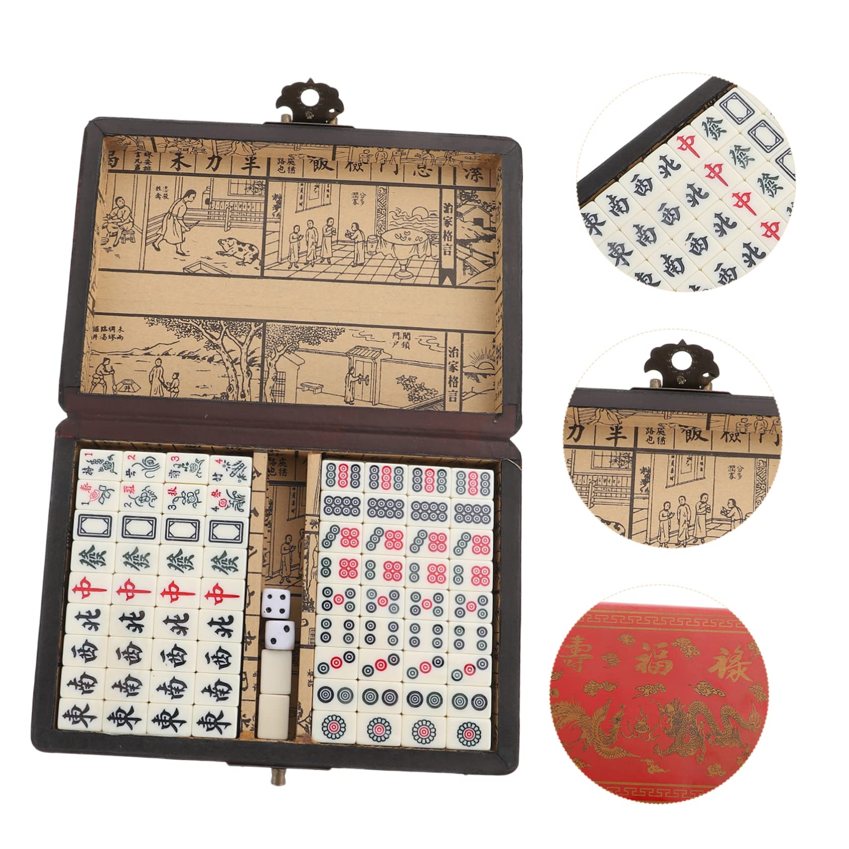 TOYANDONA Jeu de Mahjong Portable Chinois Kit de Jeu pour Maison et Voyages Livré avec Boîte de Transport