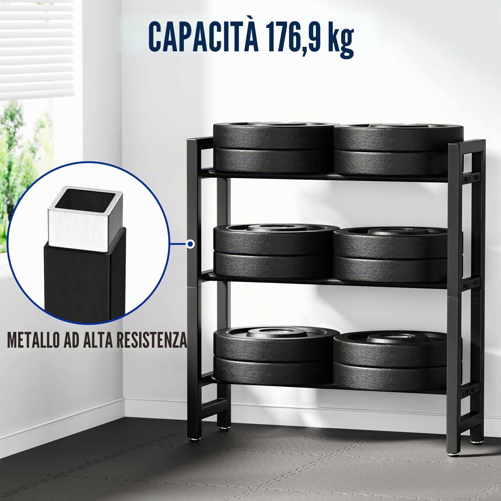 Porta manubri a 3 livelli/4 livelli, Supporto per manubri per palestra domestica