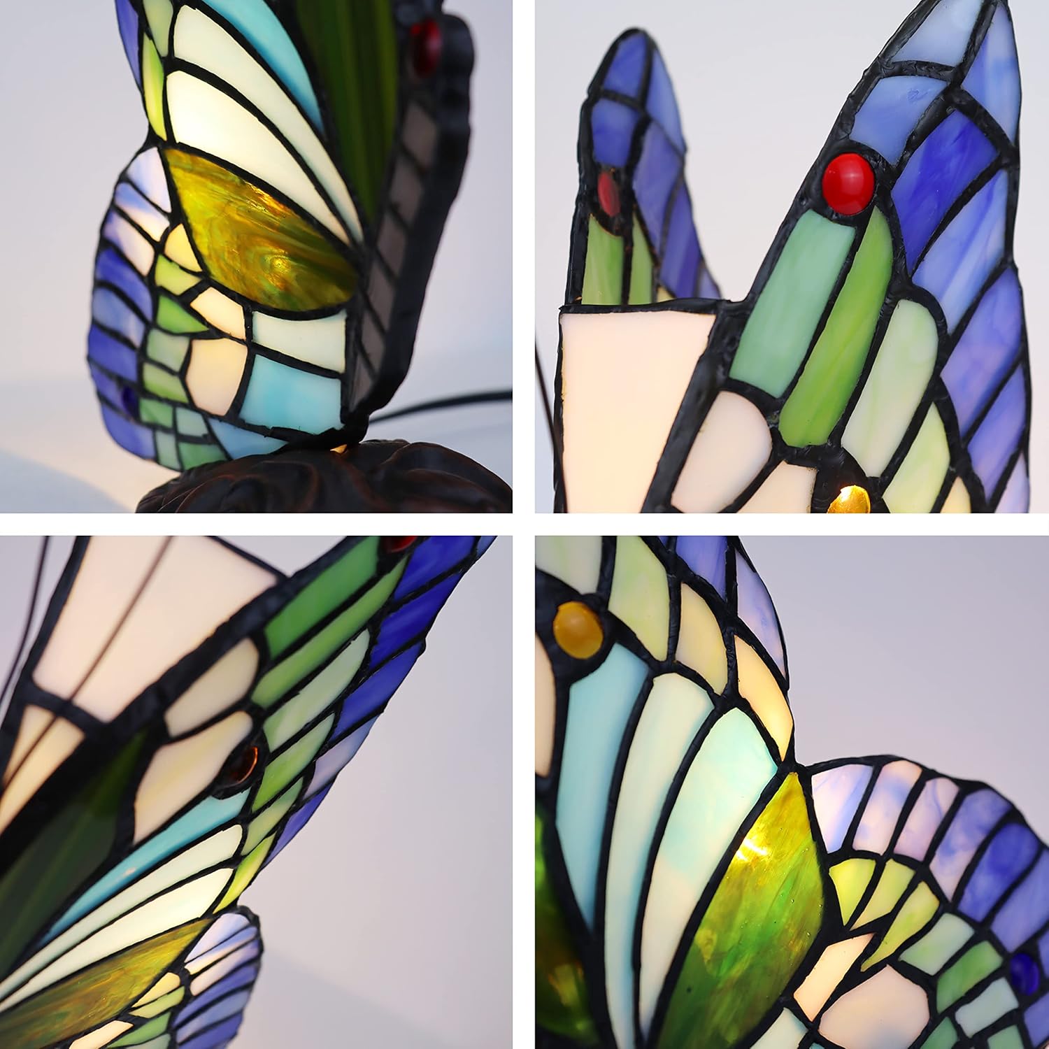 Tiffany-Style 1 Light Butterfly Accent Table Lamp 10" Tall