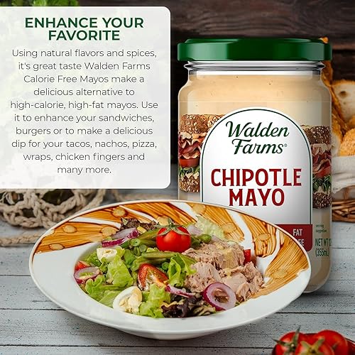 Miniatura 6 de Walden Farms Chipotle Mayo  Cero calorías, sin grasa, sin azúcar, baja en carbohidratos, apta para dieta cetogénica, sin gluten, vegana  tarro de 12