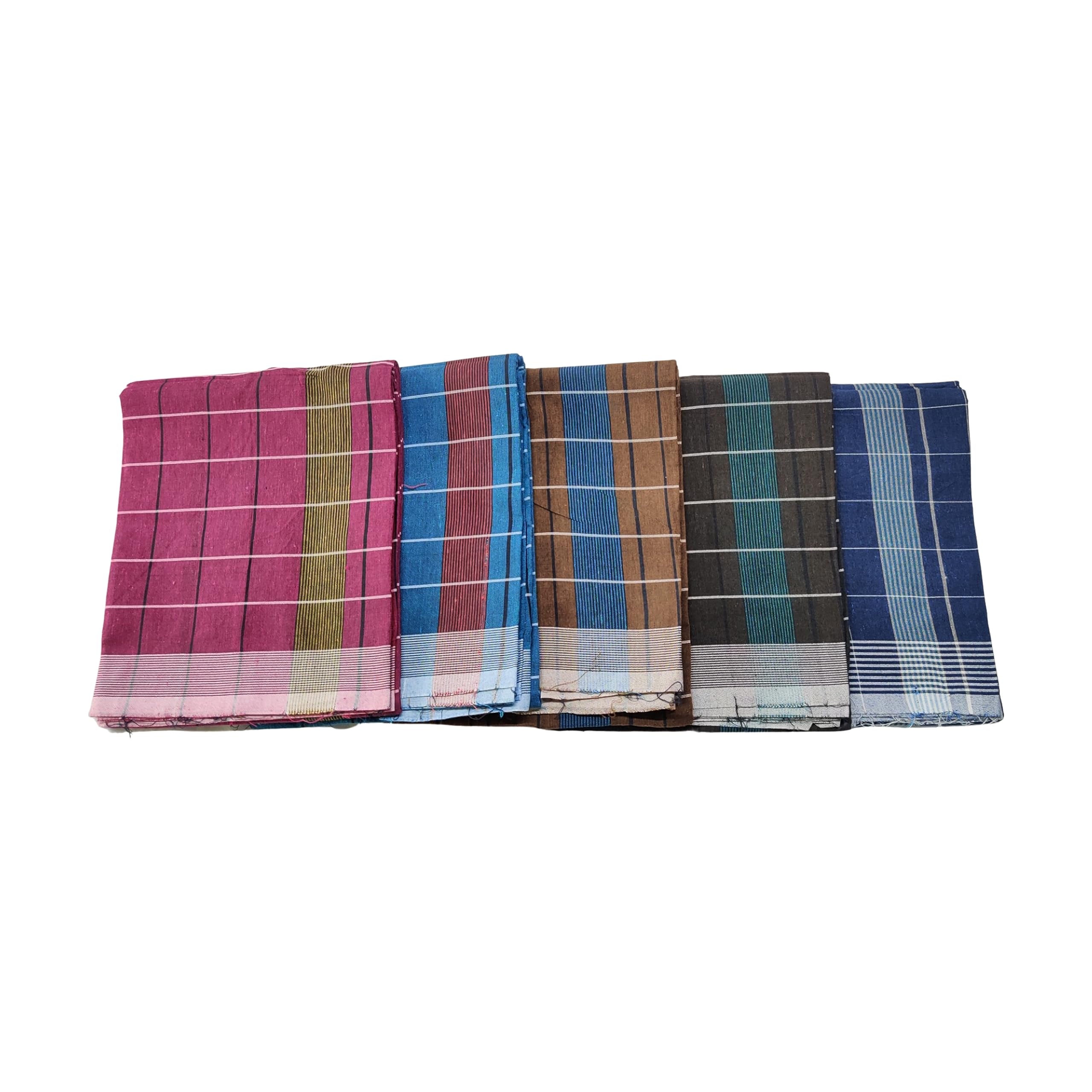Multicolor checked Mundus (Dhothis) for Men | Vesti | Regular Use Vesti | 2-MTR | Pack of 5-image-3