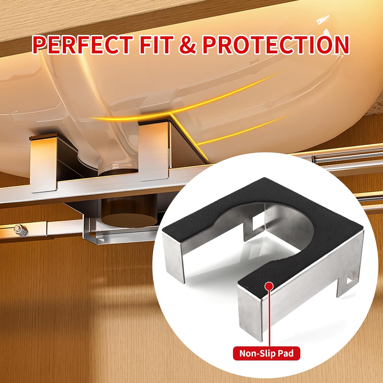 CPT-3 Undermount Sink Brackets Stainless Steel Adjustable Supports with Base Installation Kit for Undermount Bathroom Sink (L:28"-39.4"(71-100cm)|D:4.7"(12cm))