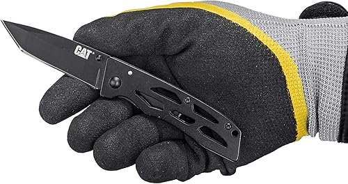 Miniatura 6 de Cat Cuchillo plegable Tanto de 6-1/2 pulgadas con hoja de acero inoxidable 7Cr17MoV, mango de aluminio anodizado negro, pernos dobles para el pulgar