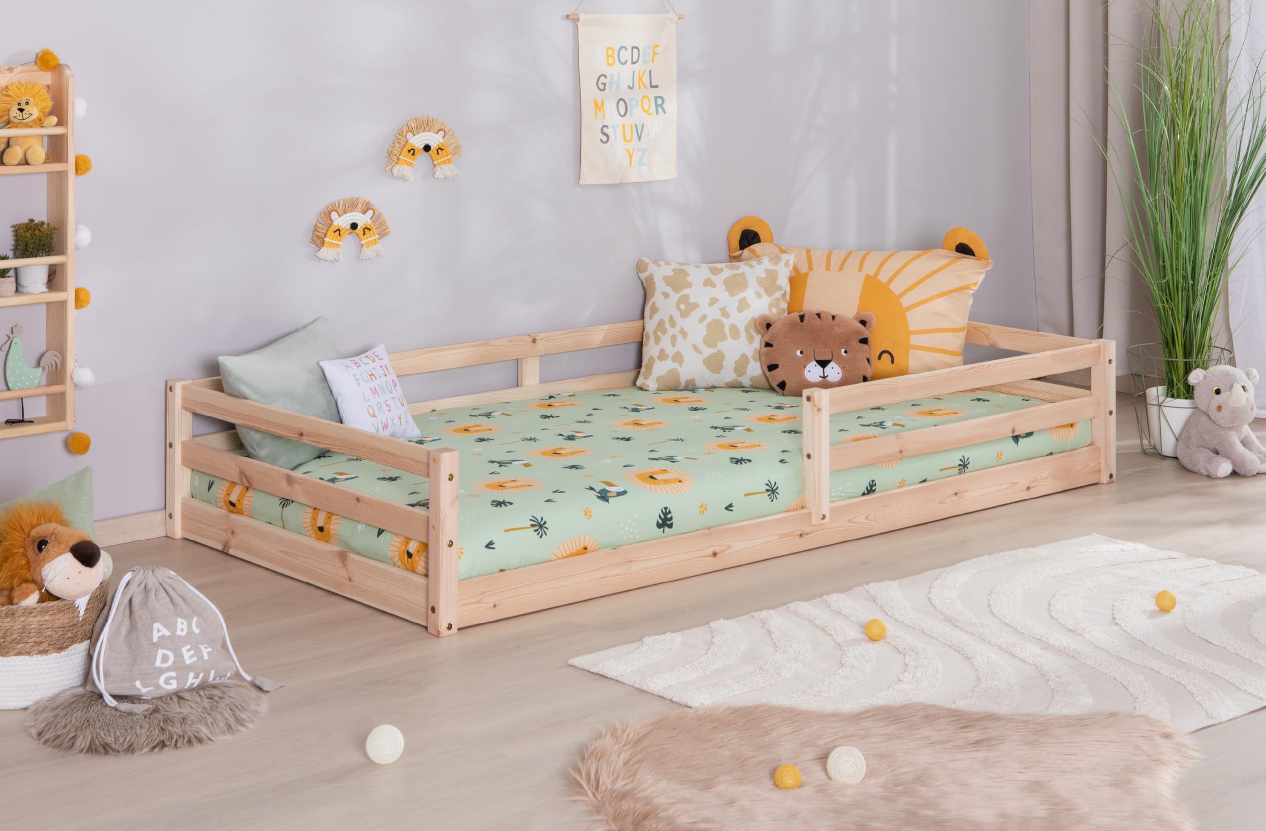 TiCAA Bodenbett Kinderbett Massivholz – Montessori Bett Neo
